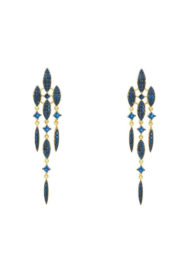 Valencia Statement Drop Earring Sapphire Blue Cz Gold - LATELITA Earrings