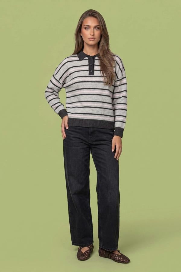 Urban Bliss Wool Blend Stripe Contrast Rugby Jumper