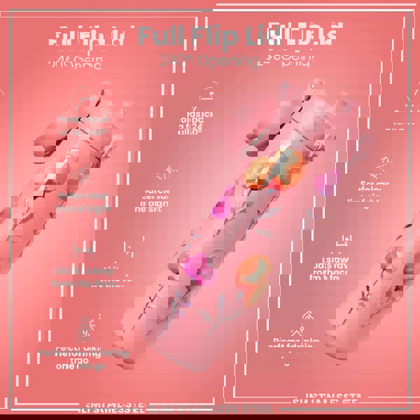 ION8 Leak Proof Slim Water Bottle, Stainless Steel, Flowers, 600ml (20oz)