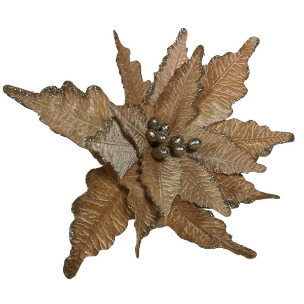 Samuel Alexander 68cm Champagne Gold Velvet Poinsettia Stem Christmas Decoration