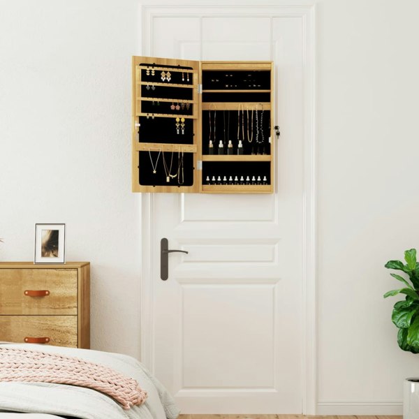 Berkfield Mirror Jewellery Cabinet with LED Lights Wall Mounted