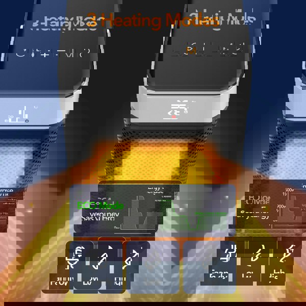 Air Pro Portable Electric Space Heater 10" - Remote Control -  LED Display 1-12HR Timer