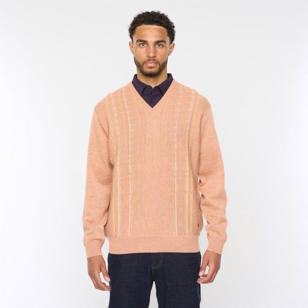 Gabicci G54M05 Mens Plain Vee Kneck Pattern Front Knit Gabicci Classic - PEACH