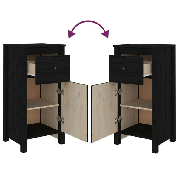Berkfield Sideboards 2 pcs Black 40x35x80 cm Solid Wood Pine