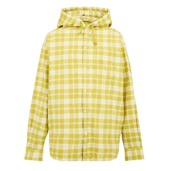 Diesel Unisex Adult Plaid Hooded Regular Long-Sleeved Shirt - Yellow - 