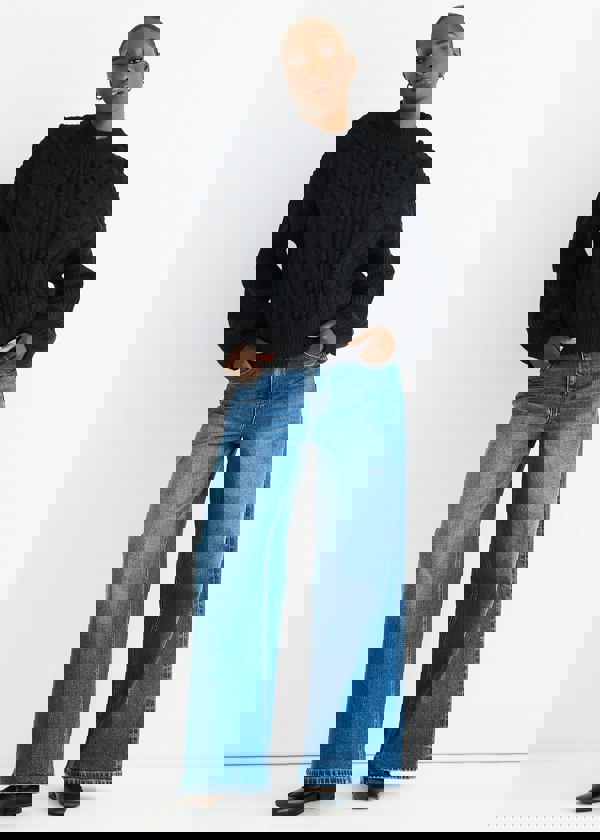 Gini London Black Chunky Knit Oversized Jumper