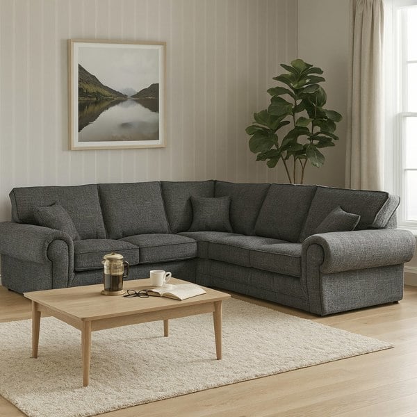 Furnishings For Less Wilcot Fabric Corner Sofa - Grey