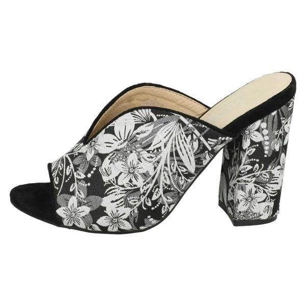 Spot On Ladies Spot On High Chunky Heel Mules