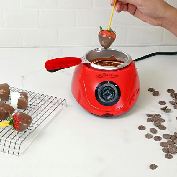 Total Chef Chocolate Melting Pot – 250g Electric Fondue Set For Chocolates, Candies & Dessert Dipping(Red)