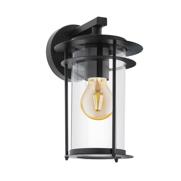 EGLO Valdeo 1-Light Exterior Wall Light With A Clear Cylinder Glass Shade