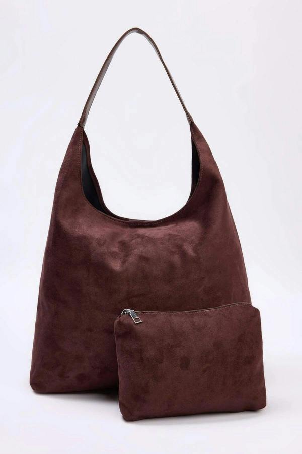 WOVCOR Suede Shoulder Bag with Matching Makeup Pouch