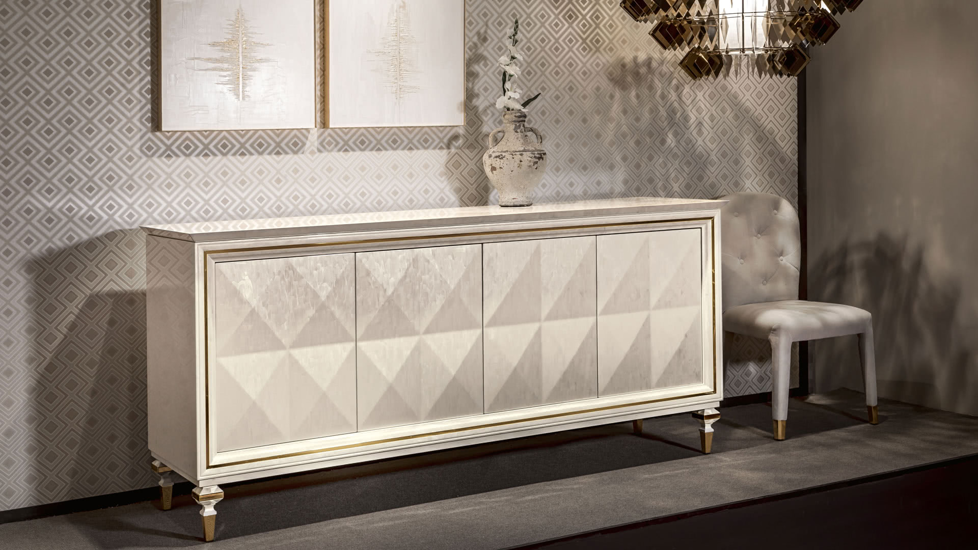 Cantori Mother-of-Pearl Luxury Diamond 4-Door Sideboard