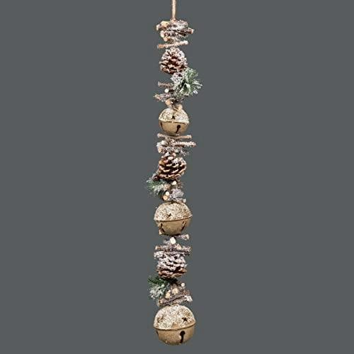 90cm Cream Hanging Christmas Decoration with Jingle Bells, Wooden Sticks, Berries and Pinecones image 3