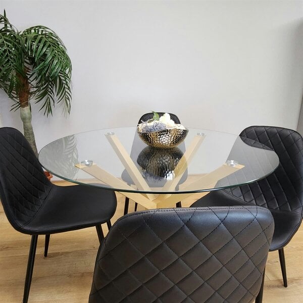 Kosy Koala Forest Round Glass Table + 4 Black gem