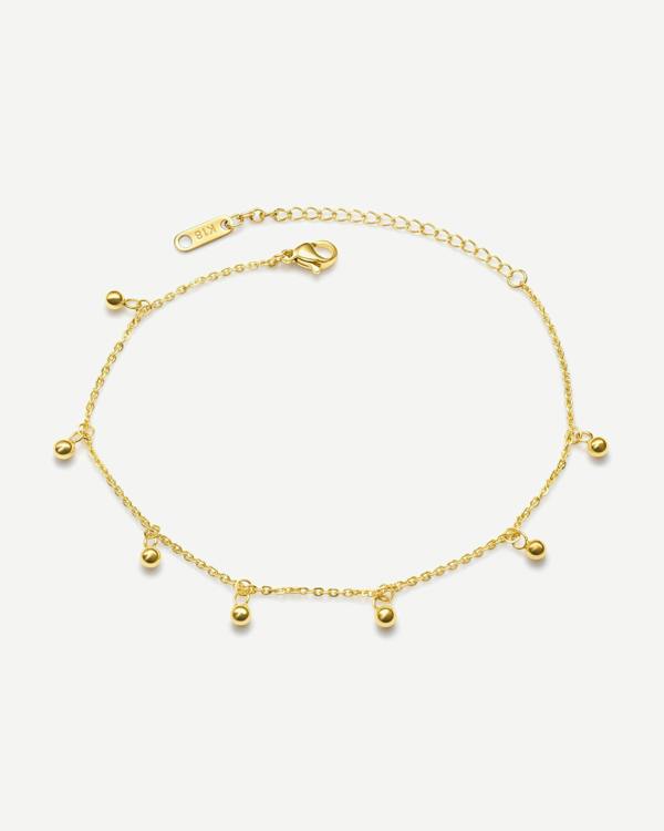 Elk & Bloom Tiny 14K Gold Beaded Drop Satellite Anklet