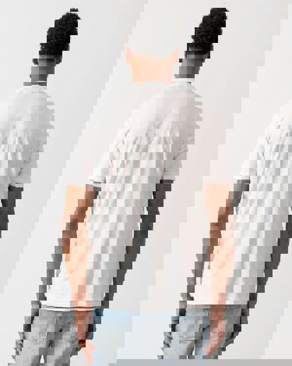 back of a model wearing a HUGO Danotie Mens Red Label Logo T-Shirt in natural white