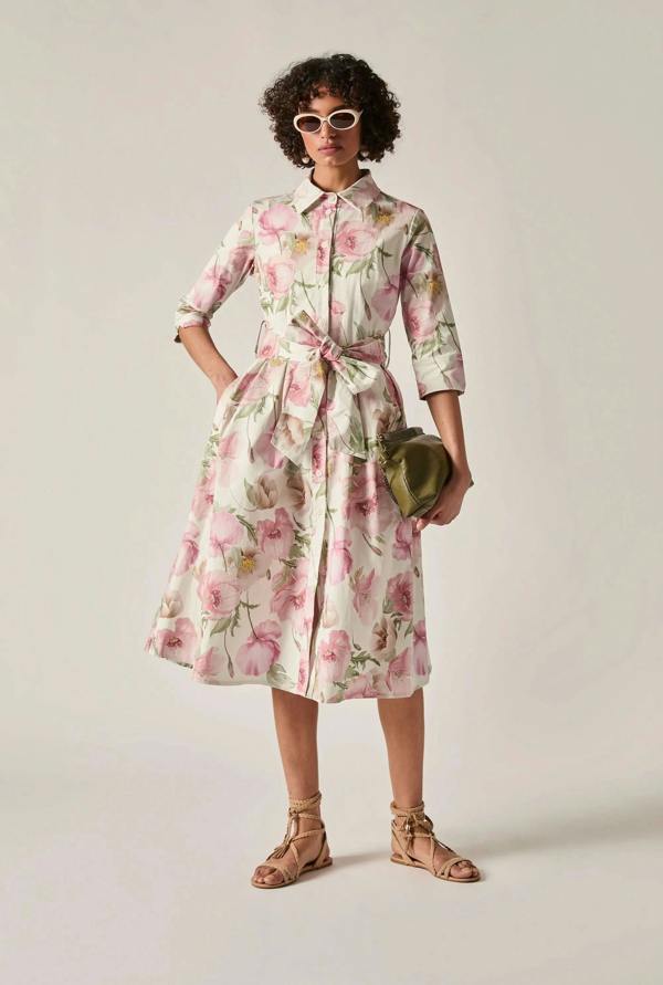 James Lakeland Pink Bloom Cotton Midi Dress