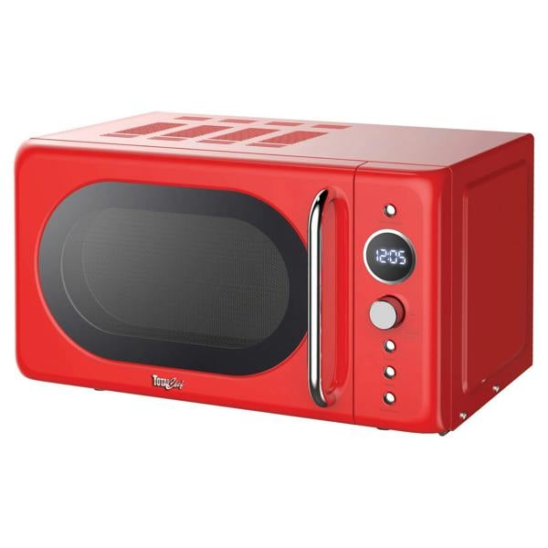 Total Chef Retro Microwave Oven 20L 700W Red Countertop Microwave with Timer, Defrost & 5 Power Levels