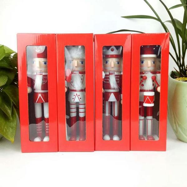 25cm Red Wooden Nutcrackers Soldiers King Drummer Christmas Ornament 4pcs Set image 3