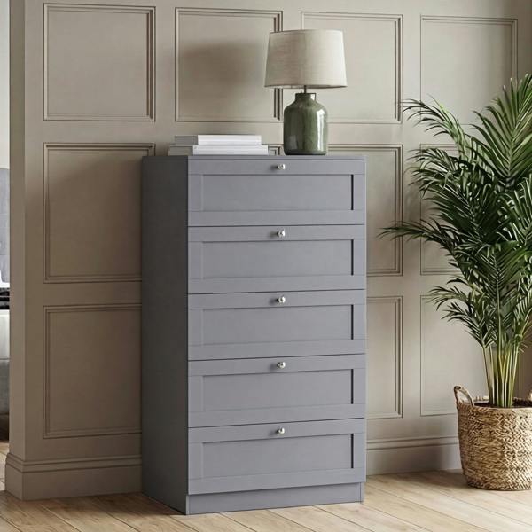 Vida Designs Altino 5 Drawer Chest, Black