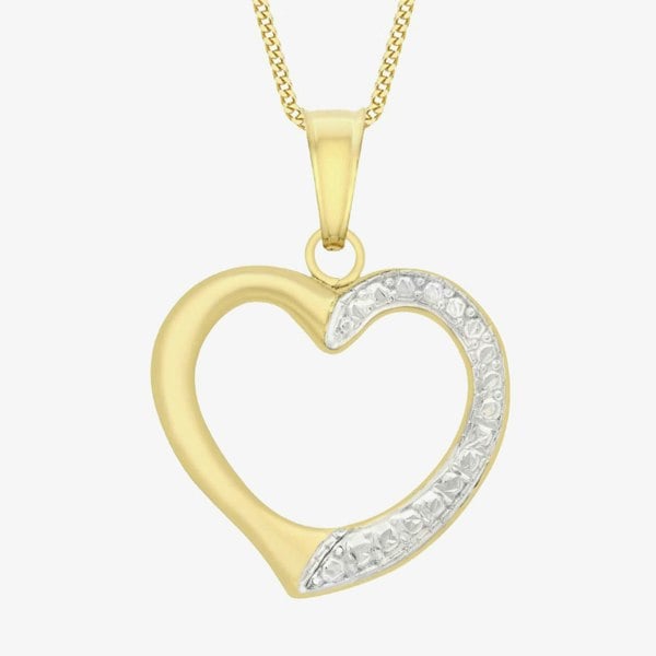 T. H. Baker 9ct Two Colour Gold Open Heart Pendant 2.62.8629