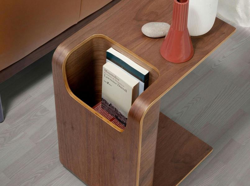 Angel Cerdá Rectangular side table in oak veneered wood stained in walnut colour 2110
