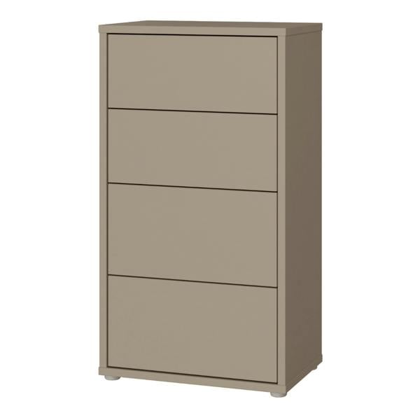 Alice Springs Tall 4 Drawer Chest with Push-to-Open Drawers in Taupe