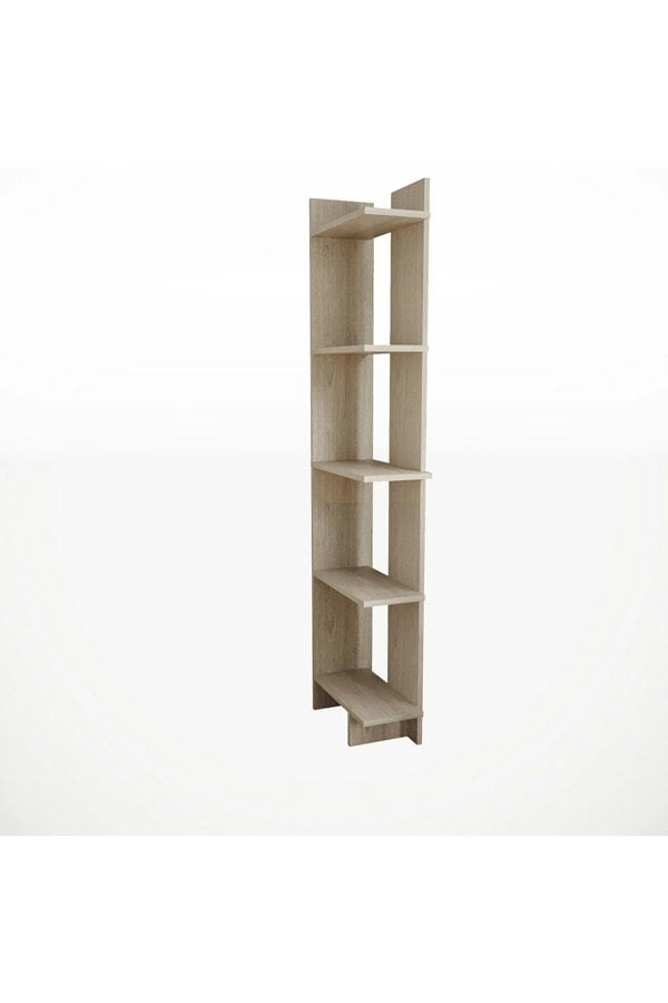 Living and Home 5 Tier Regin Wood Corner Bookcase Modern Unit Book shelf