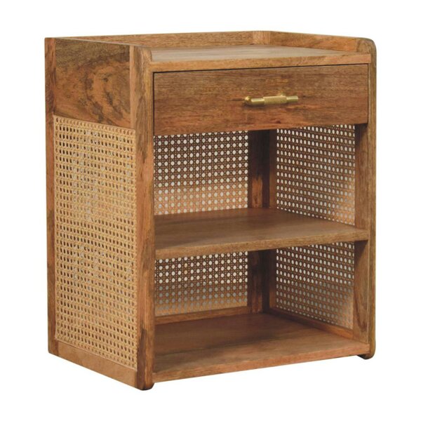 Wyld Haus Orta Natural Mango Wood T-Bar Bedside Table with Drawer