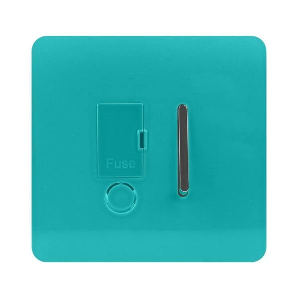 Trendi Switch 13 Amp Fused Spur with Flex Outlet in Bright Teal