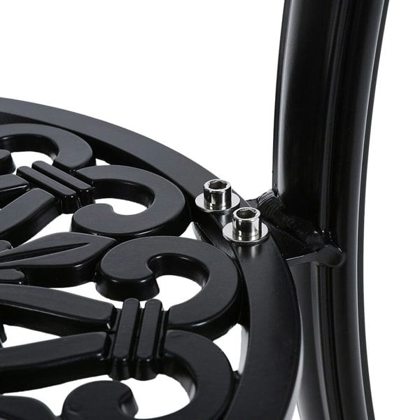 Black Cast Aluminum Round Patio Dining Table with Umbrella Hole Garden Dining Tables Living and Home