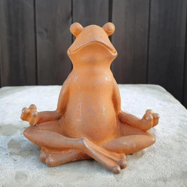 SPA Cast Iron Meditating Yoga Frog Garden Ornament Home Decor