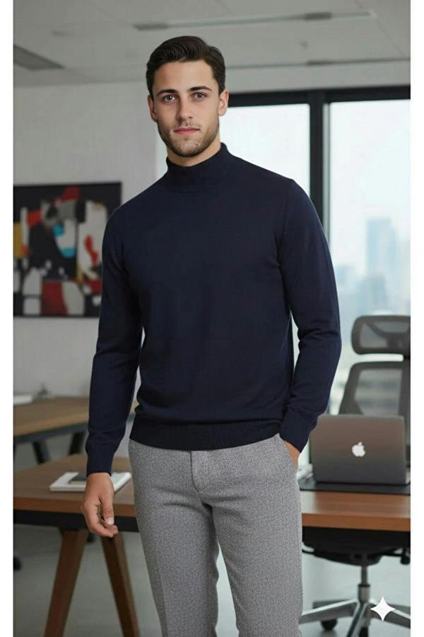 WOVCOR Half Turtleneck Regular Fit Knit Men's Sweater