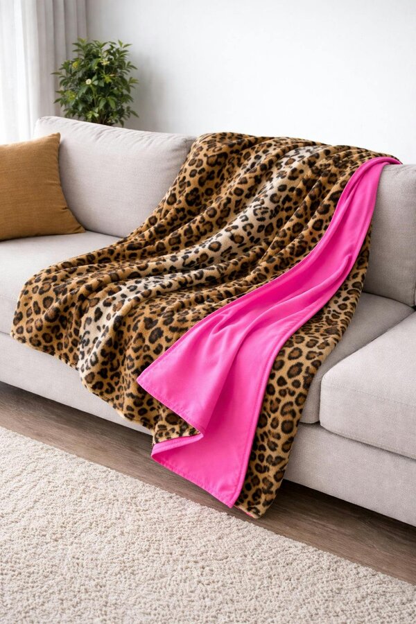 Made in the Mill Water Resistant Cosy Fleece Blanket – Brown Leopard Print