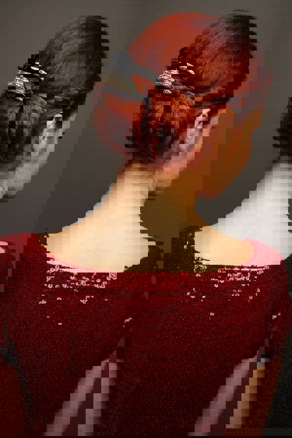 diamante hair claw clip updo