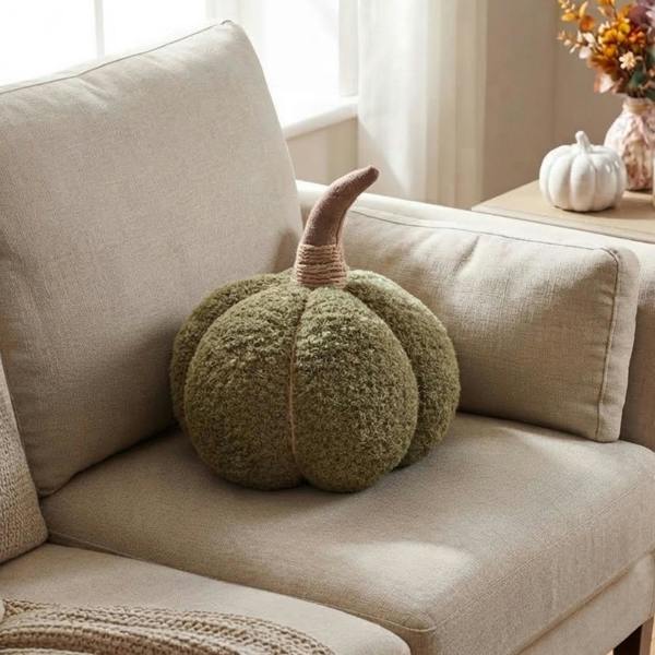 Garden Greatness XL Sage Plush Textured Pumpkin Decoration