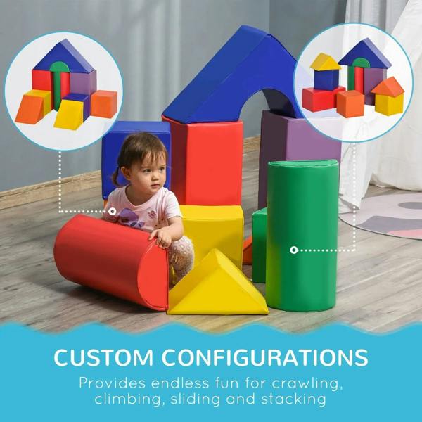 Colorful foam playhouse set with blocks and inset showing different configurations