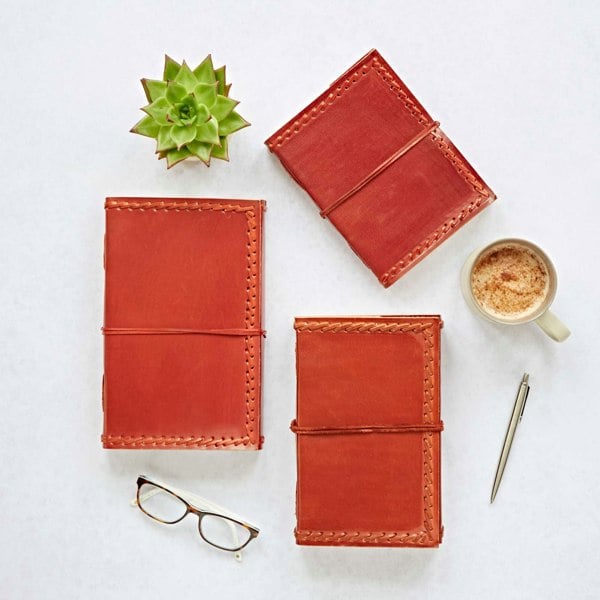 Paper High Stitched Distressed Leather Journal