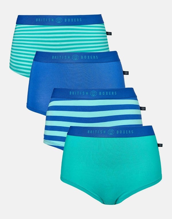 British Boxers Multipack 4 Pairs of Bamboo Hipster Boxer Briefs – Seagreen