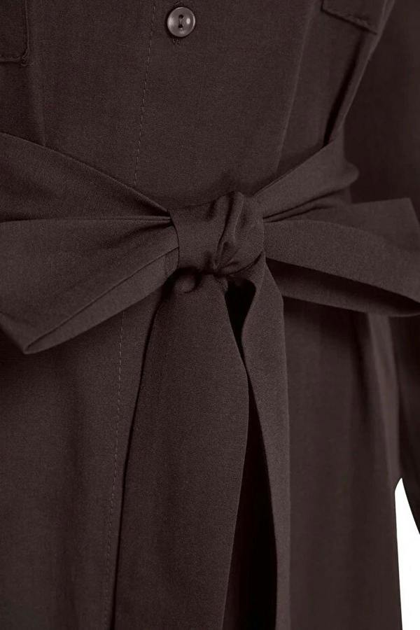 Collared Long Sleeve Tie Cuff Shirt Dress