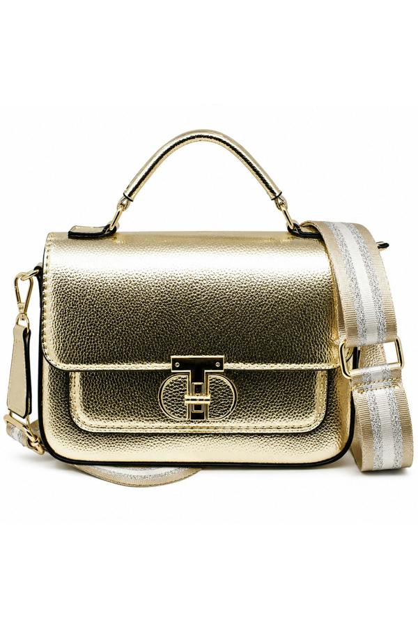 Kitise Metallic Crossbody Bag with Adjustable Wide Strap Turn Lock
