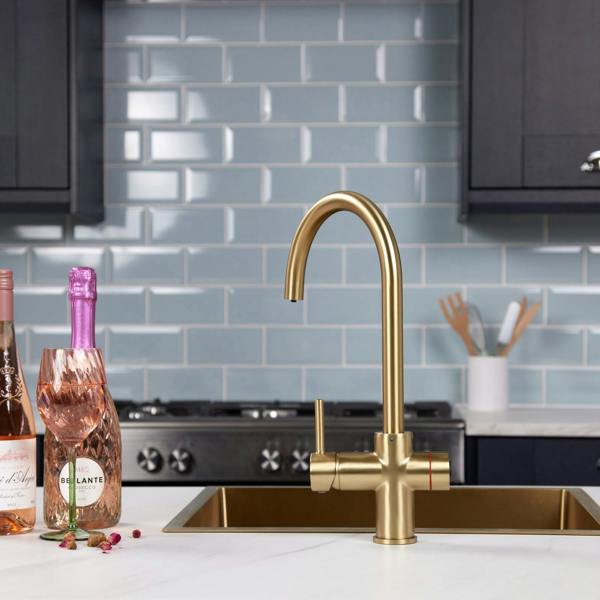 Impromta 3 in 1 Biometric Swan Neck Boiling Water Tap | Brushed Brass Finish