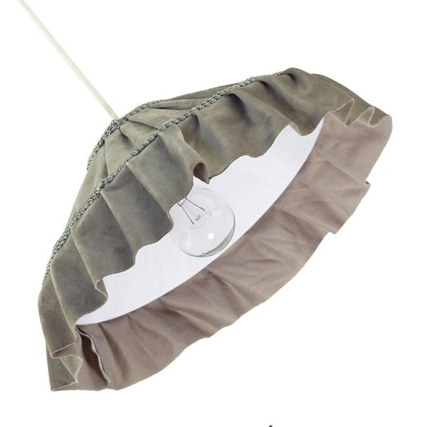 Shabby Chic Grey Folded Hanging Velvet Fabric Pendant Lighting Shade Image 5