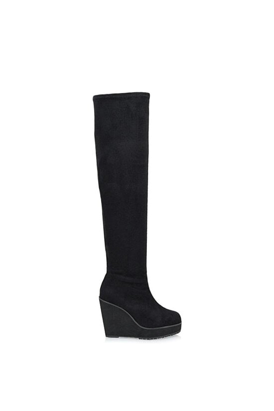 XY LONDON Stretch Over The Knee Wedge Heel Boots