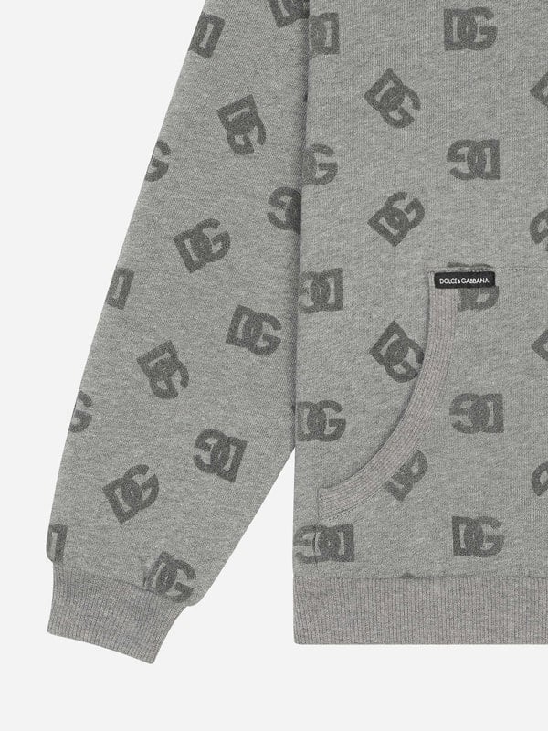 Dolce & Gabbana Kids Dolce & Gabbana Boys DG Logo Zip Up Top in Grey