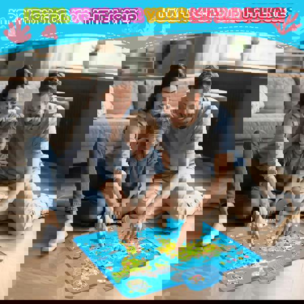 deAO Toys Interactive Talking World Animal Map for Kids 105+ Animal Sounds & Facts Educational Touch Poster Toy Learn Geography Animals & Fun Quizzes