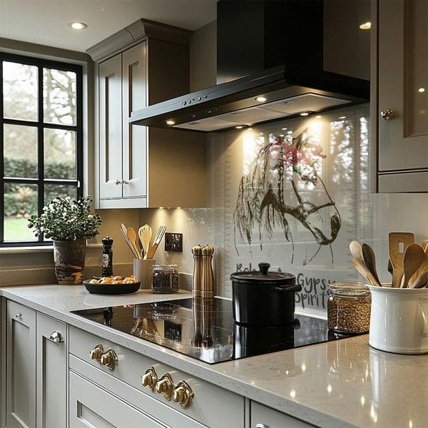 Benjamin Tate Design Horse With Flower Chic Splash Back