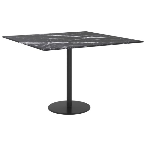 Berkfield Table Top Black 60x60 cm 6 mm Tempered Glass with Marble Design