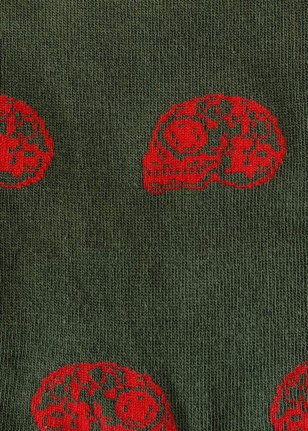 Jemsox Mexican Skulls (Army Green) Premium Pattern Socks | Cotton-Rich Socks by Jemsox