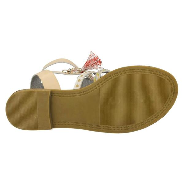 Savannah Ladies Savannah Flat Strappy Beaded Sandals